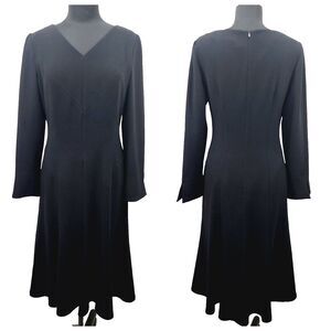 David Warren New York Flare Sleeve A-line Little Black Dress Long Sleeve Size 8